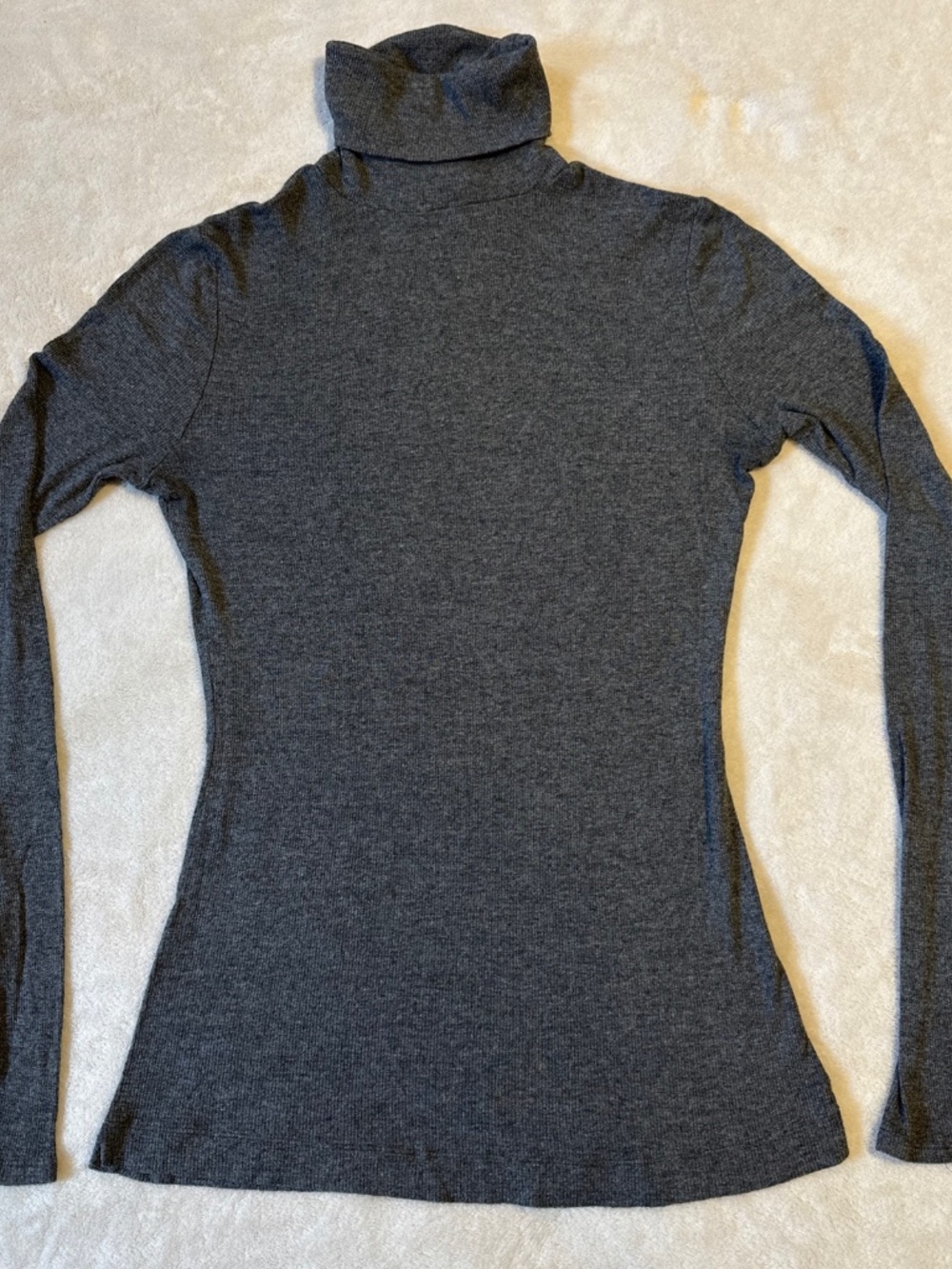 White + Warren Luxury Turtleneck Top XS Charcoal Scrunch Neck Layering Soft Chic